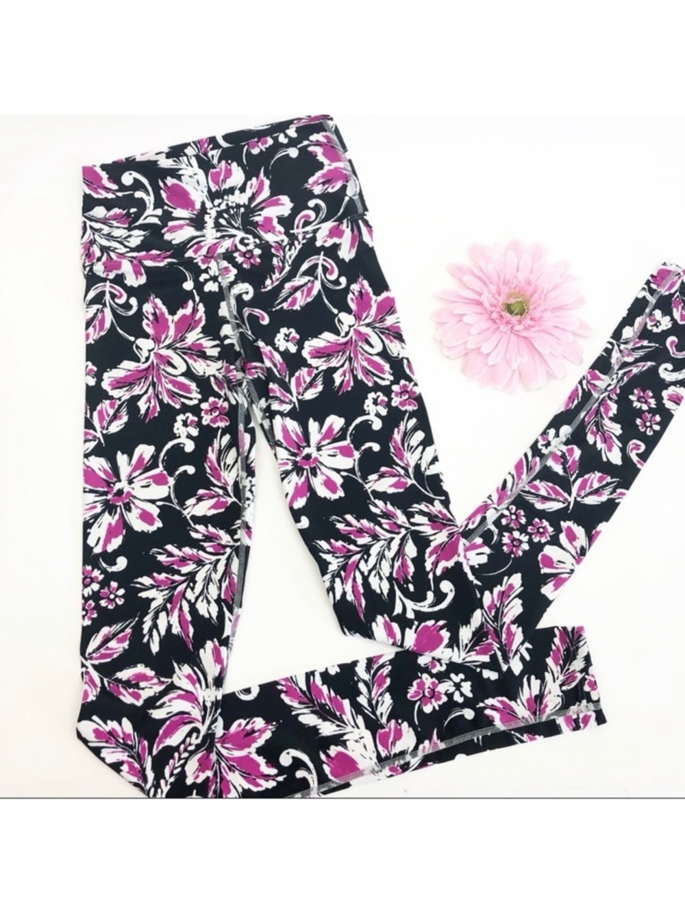 Savage Swim OG Custom High Rise Leggings Tights: Floral Tropical Hawaiian Aloha